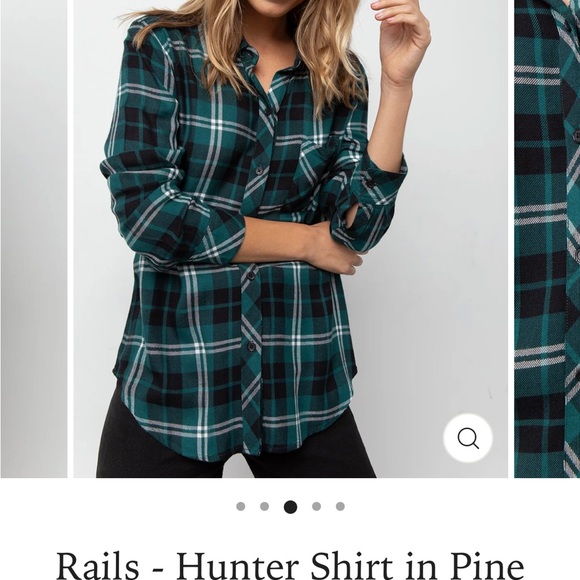 Rails Button Up Plaid Flannel Hunter Pine Black White Sz S - Picture 8 of 8
